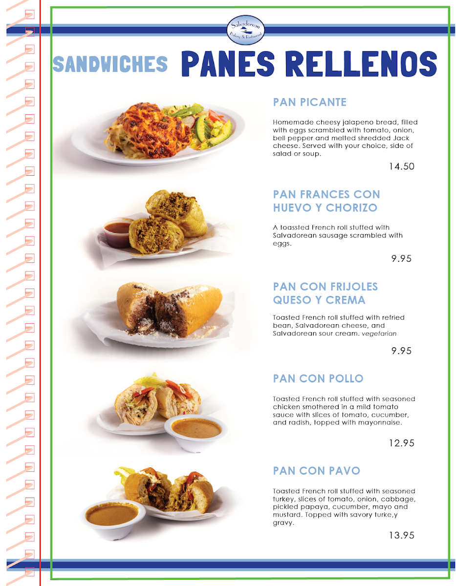 Salvadorean Bakery and Restaurant Inc. Menu - Image 1